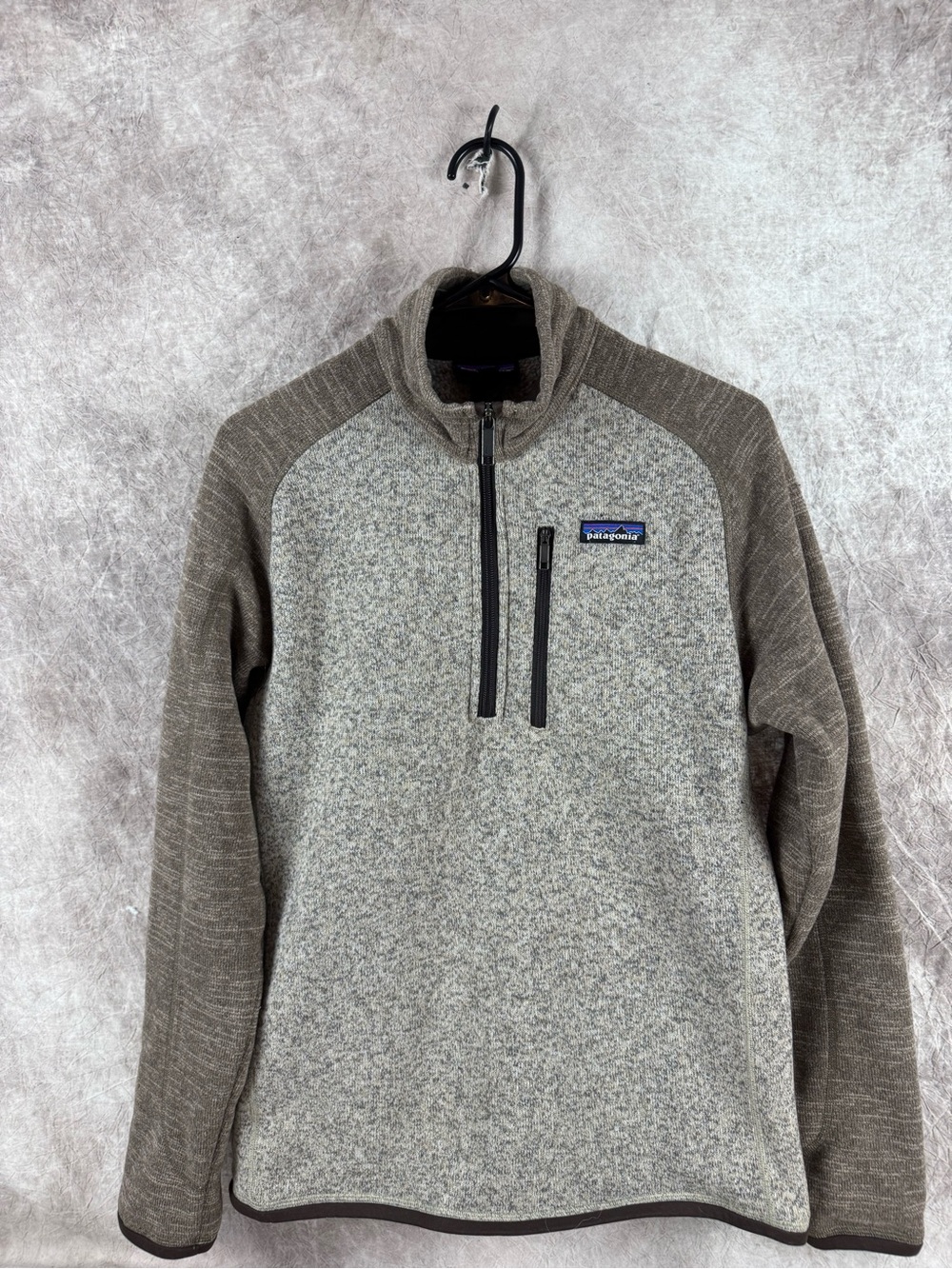 Patagonia Men's Gray and Brown/cream Zip-Neck Fleece Pullover